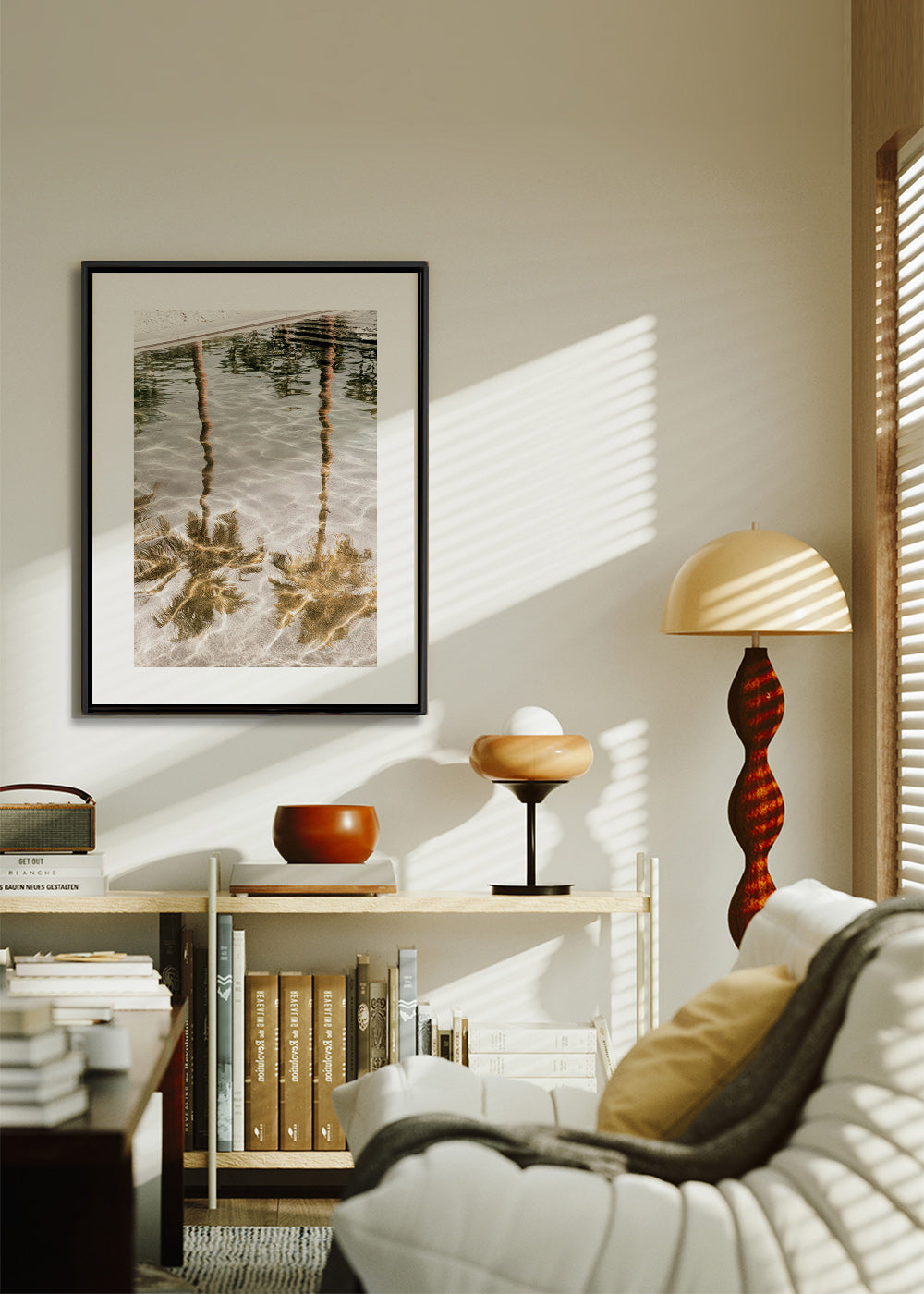 Art de paysage avec reflets de palmiers