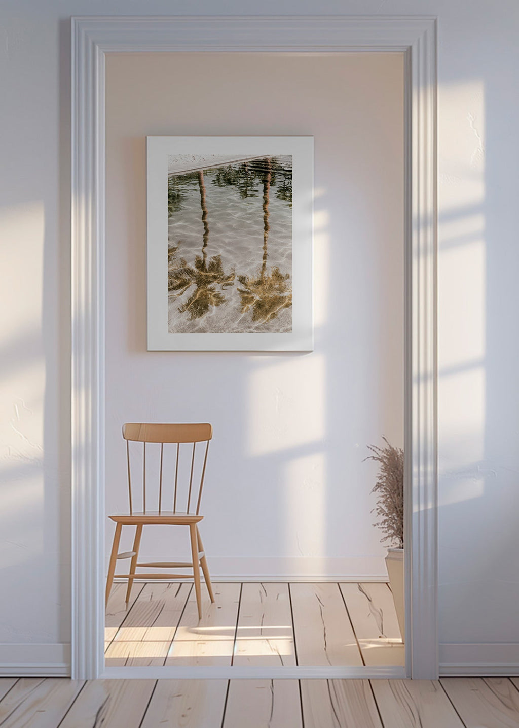Art de paysage avec reflets de palmiers