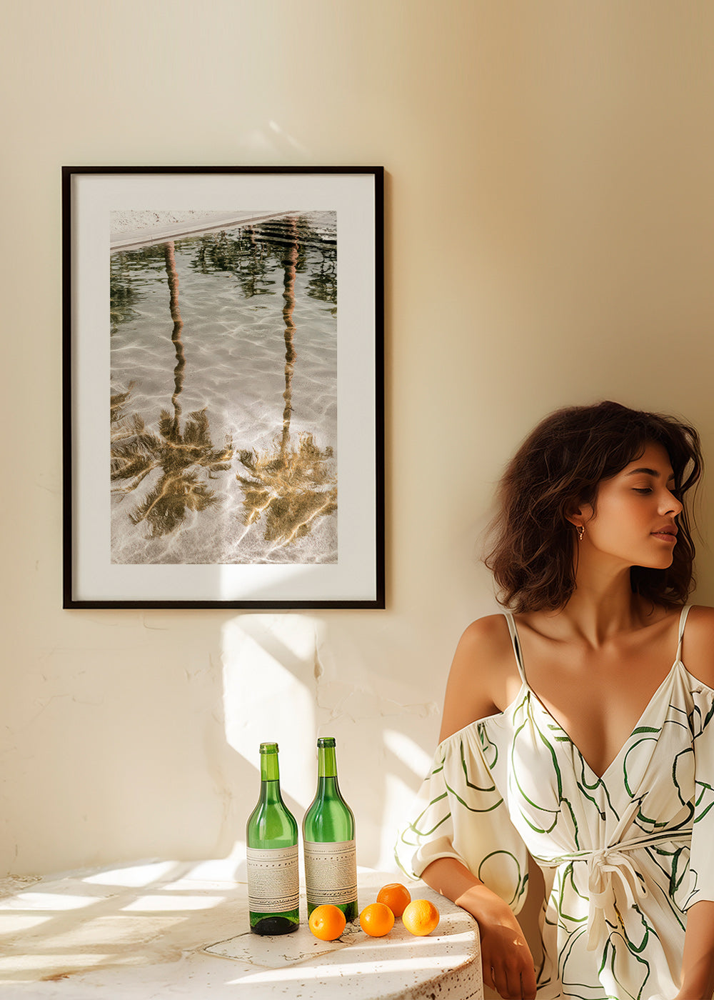 Art de paysage avec reflets de palmiers