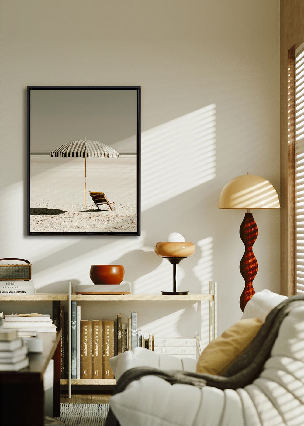 Photographie de paysage avec parasol solitaire