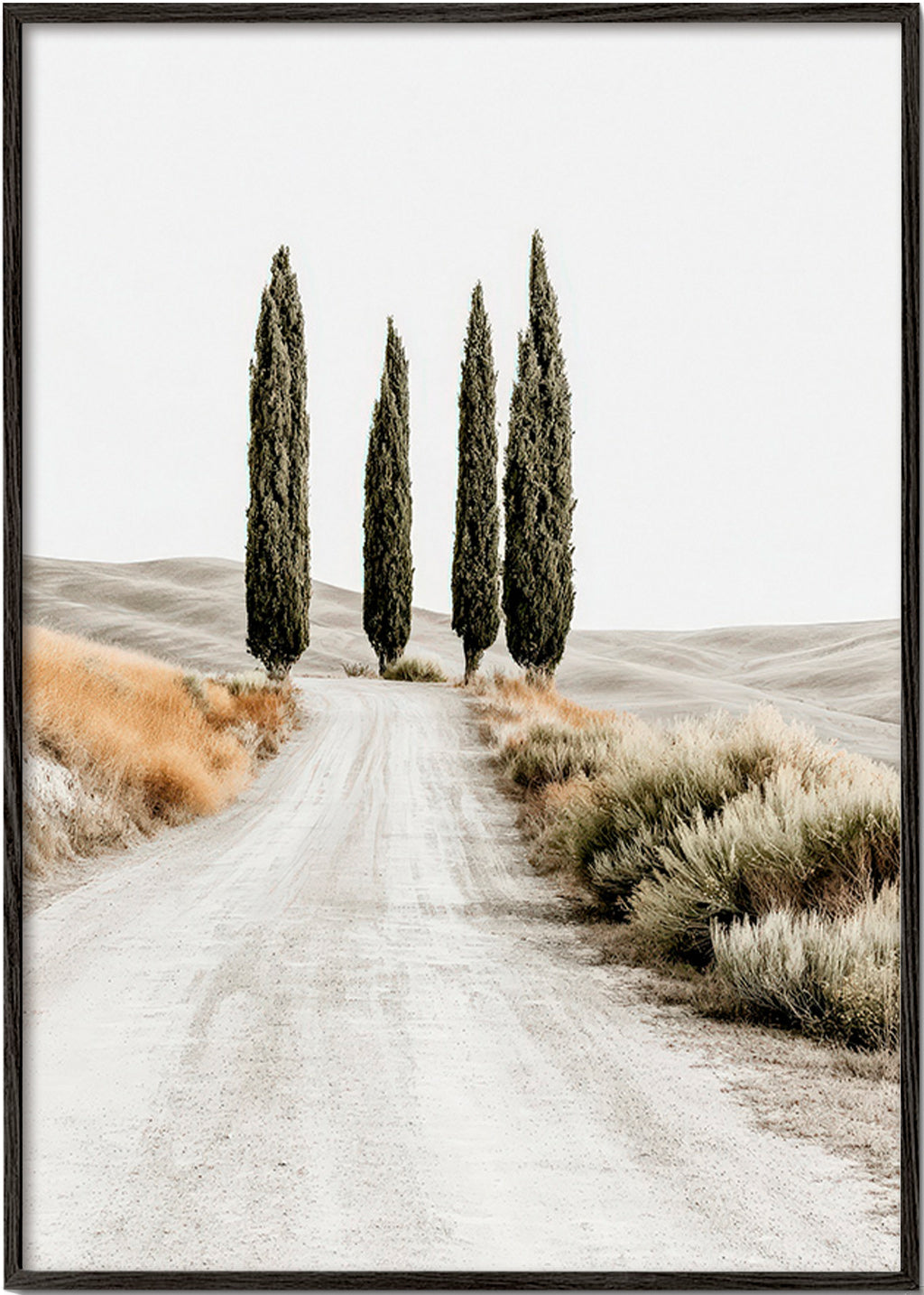 Art de paysage: allée de cyprès en route