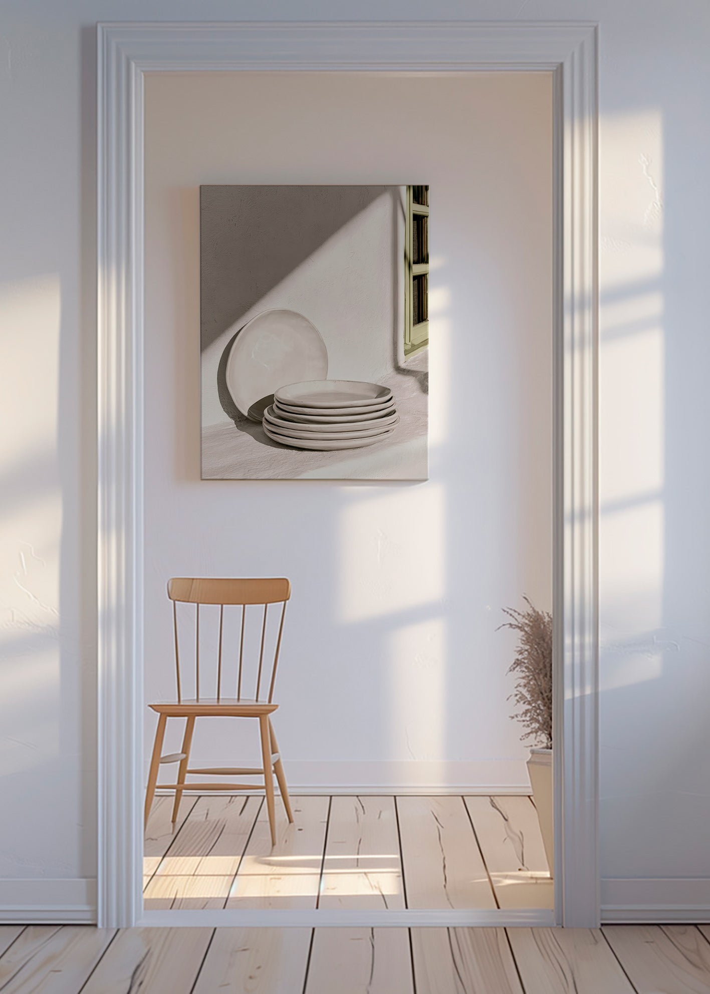 Art de cuisine: céramiques blanches à la lumière