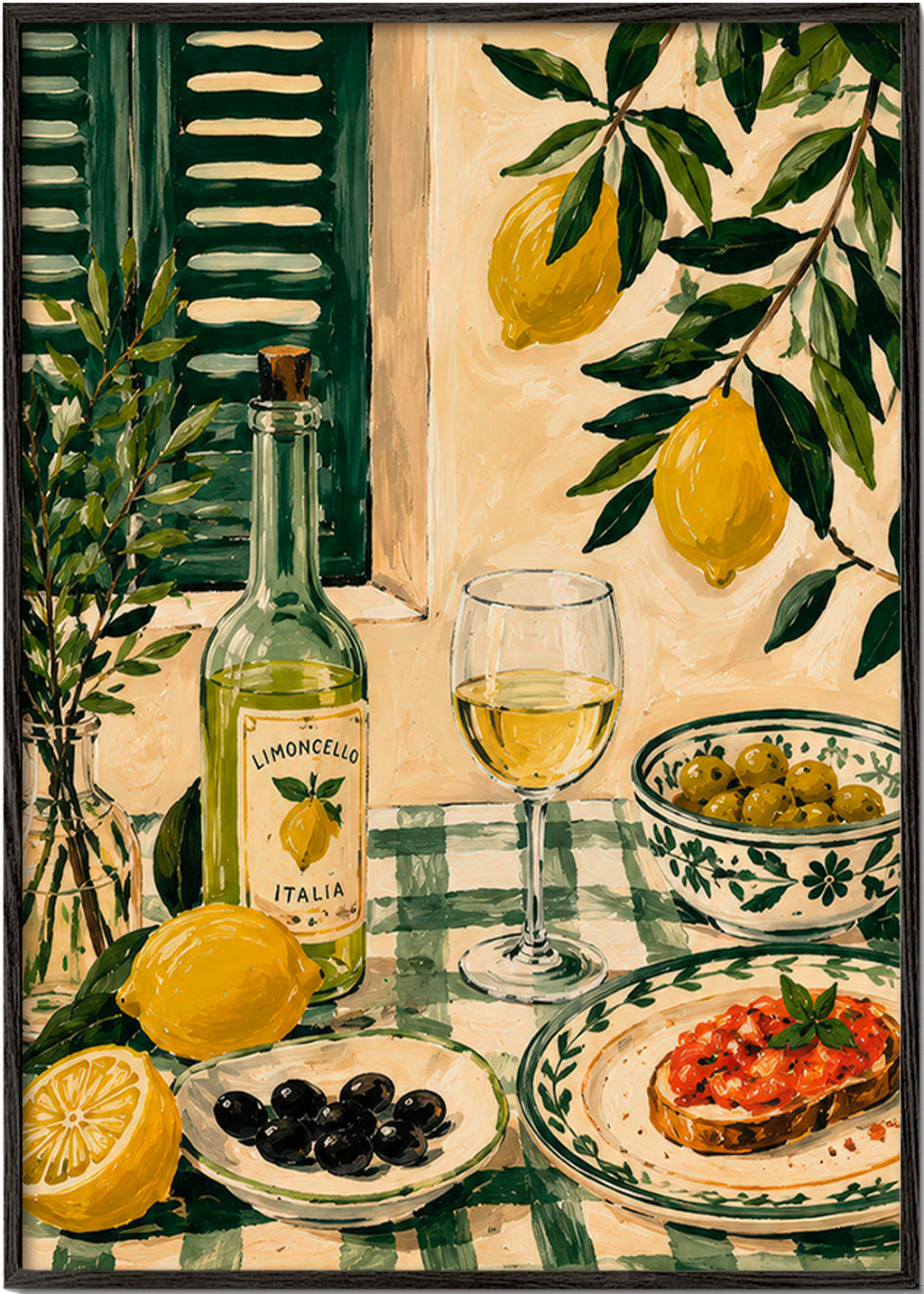 Art de cuisine: nature morte au citron et limoncello
