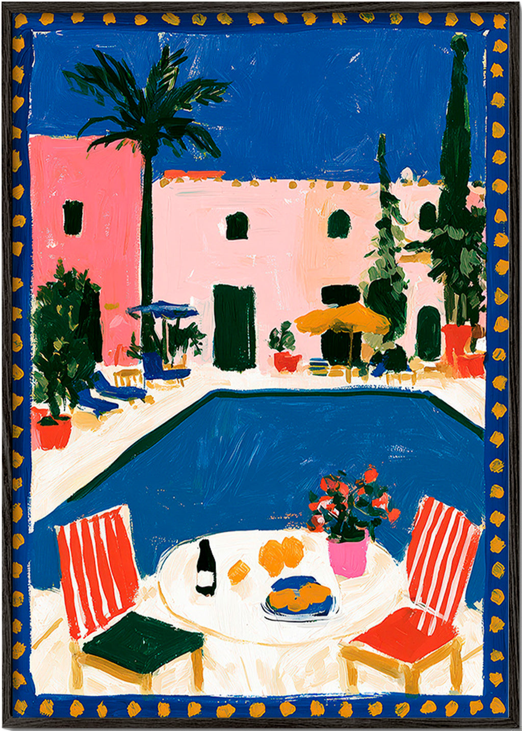 Art de voyage : villa rose avec piscine