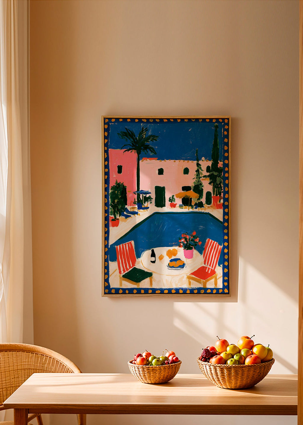 Art de voyage : villa rose avec piscine