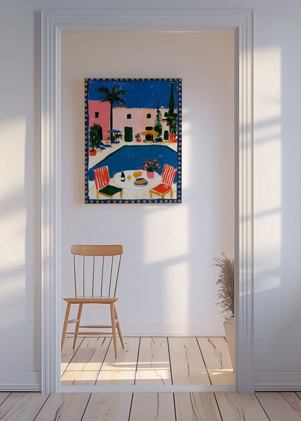 Art de voyage : villa rose avec piscine