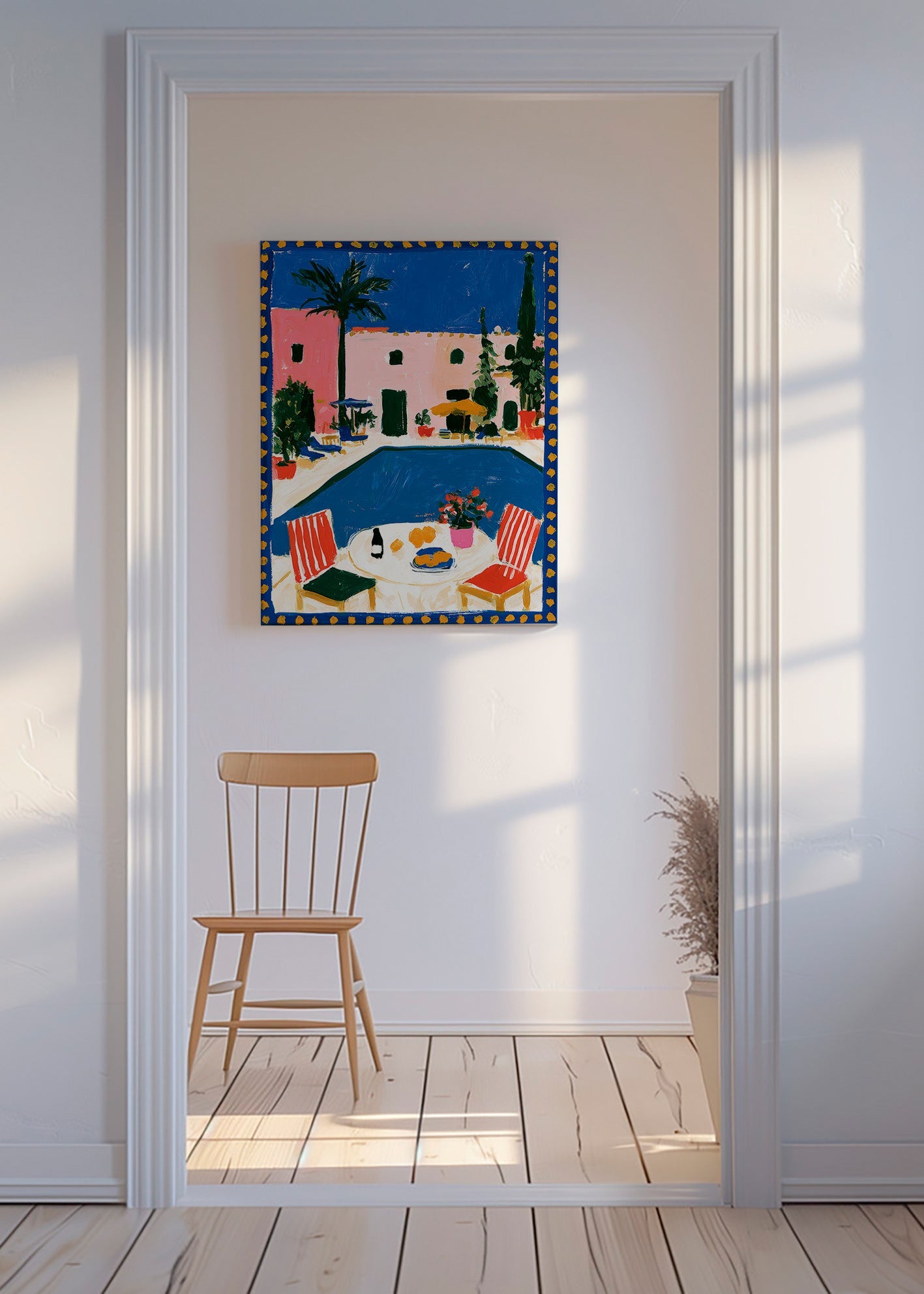 Art de voyage : villa rose avec piscine