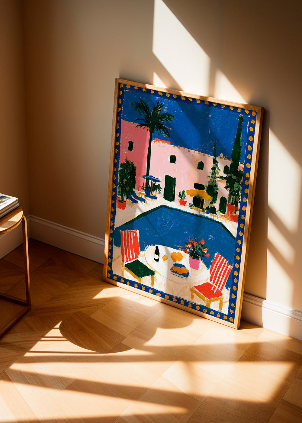 Art de voyage : villa rose avec piscine