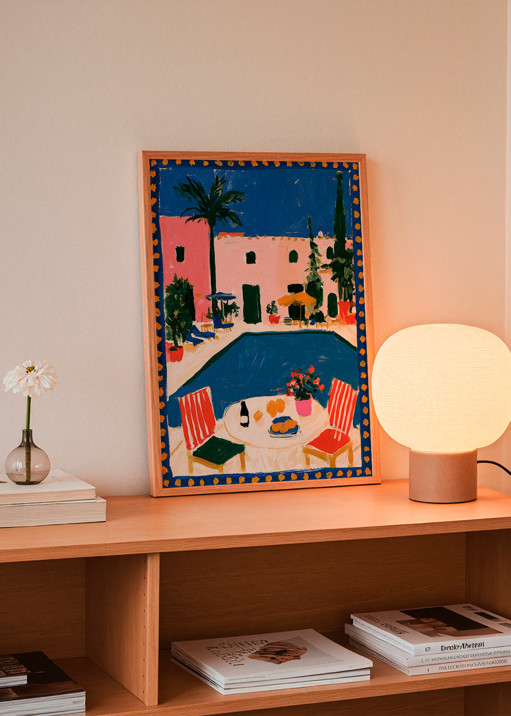 Art de voyage : villa rose avec piscine