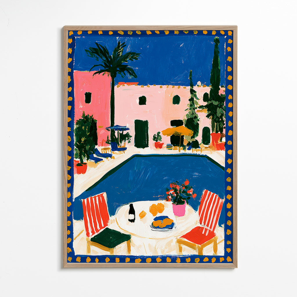 Art de voyage : villa rose avec piscine