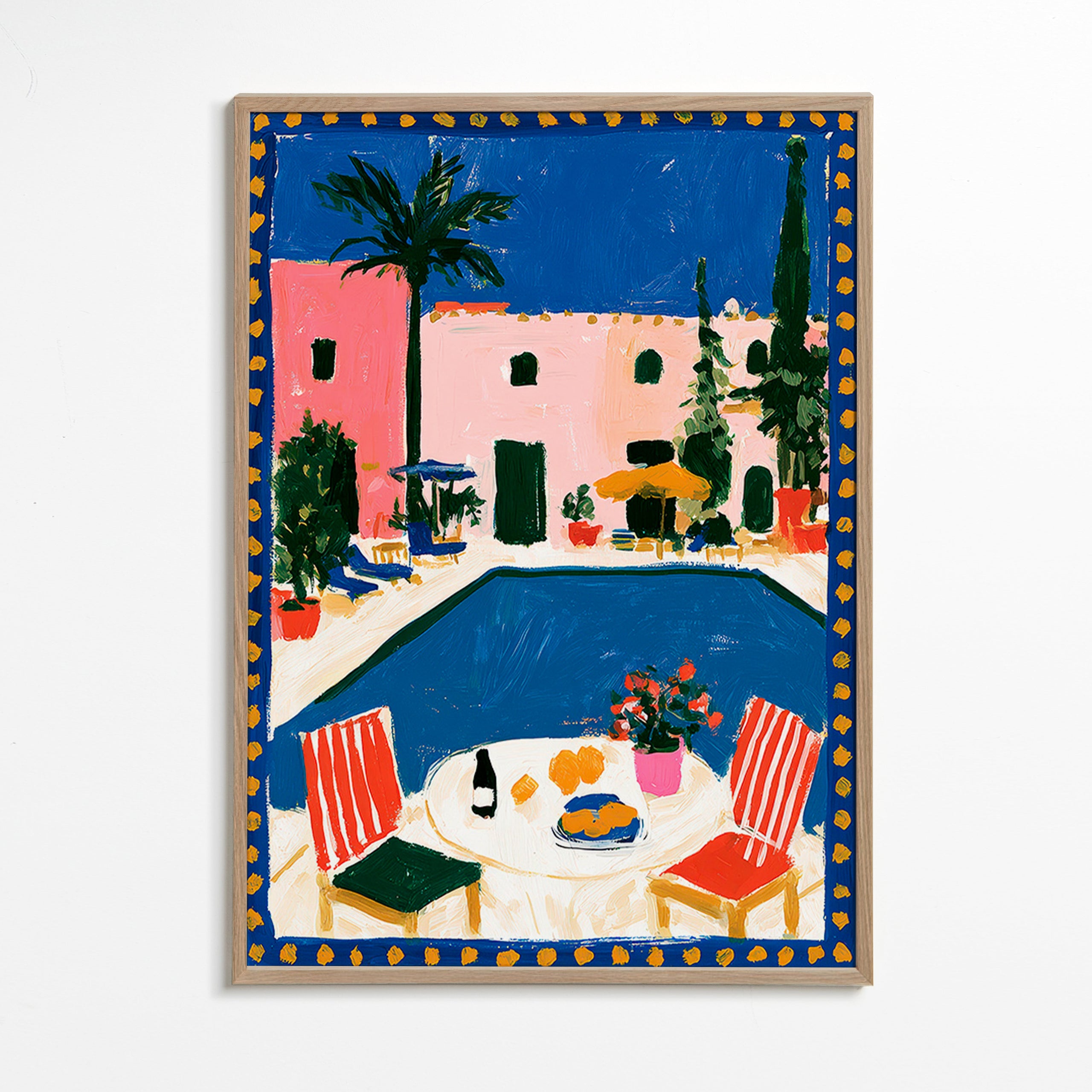 Art de voyage : villa rose avec piscine