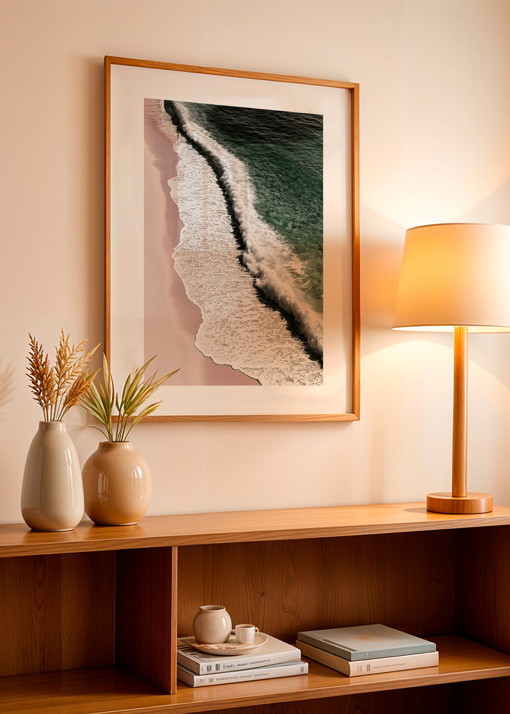 Art de paysage: côte rosée vue aérienne