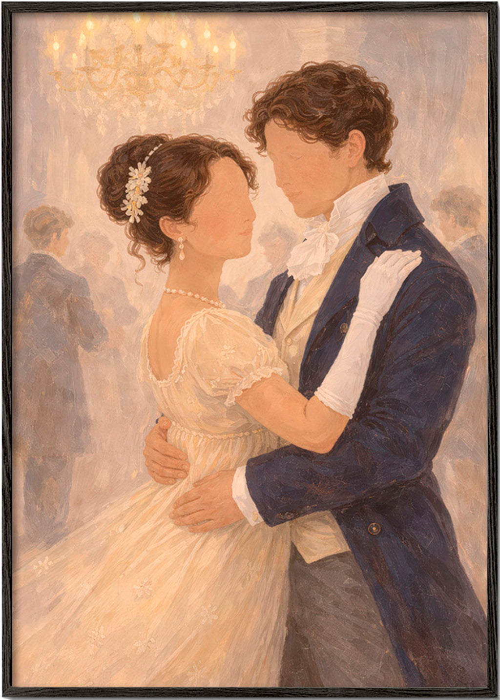 Illustration de danse romantique dans un salon rétro