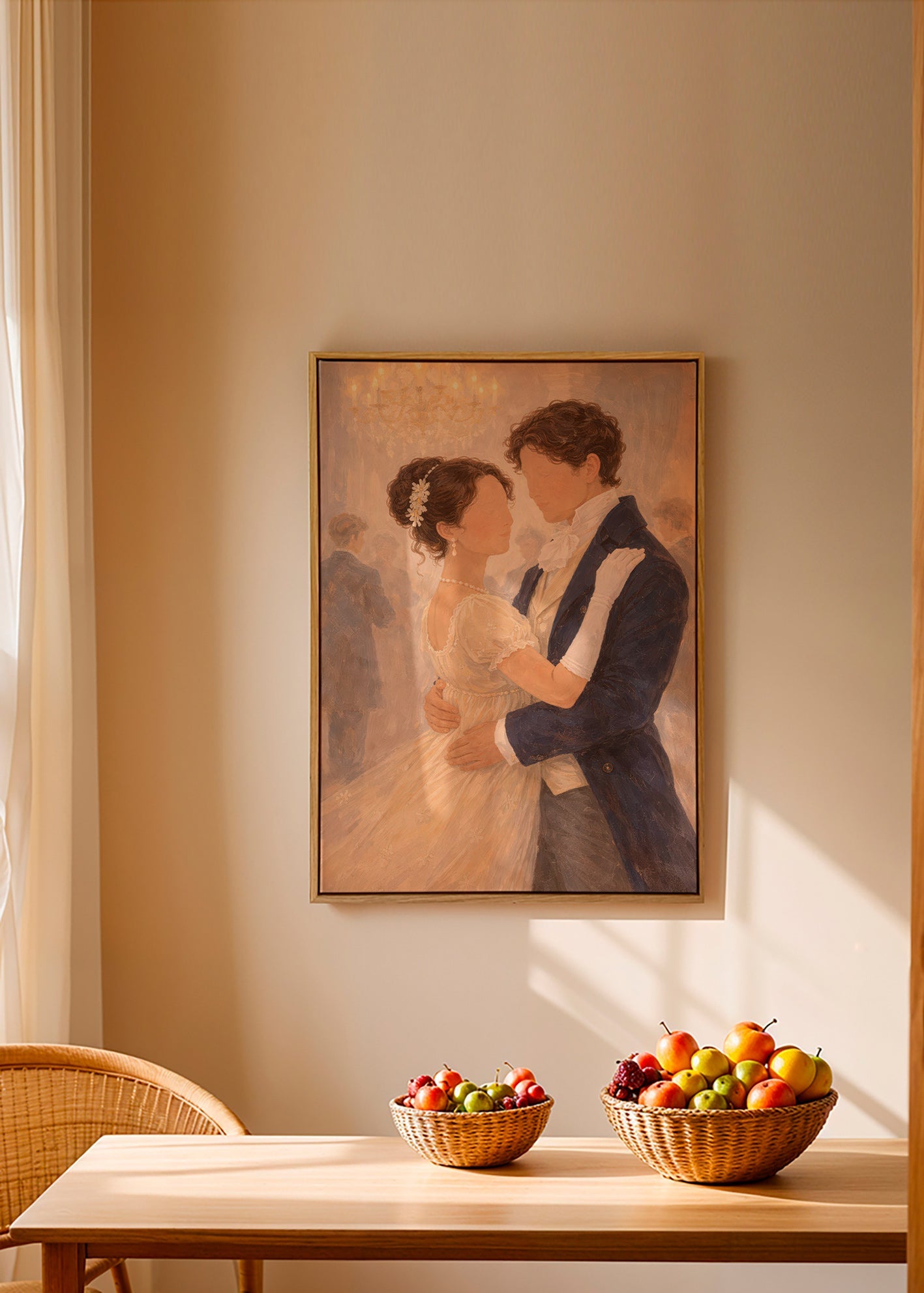 Illustration de danse romantique dans un salon rétro