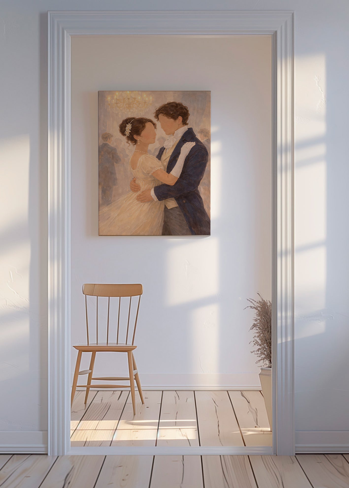 Illustration de danse romantique dans un salon rétro