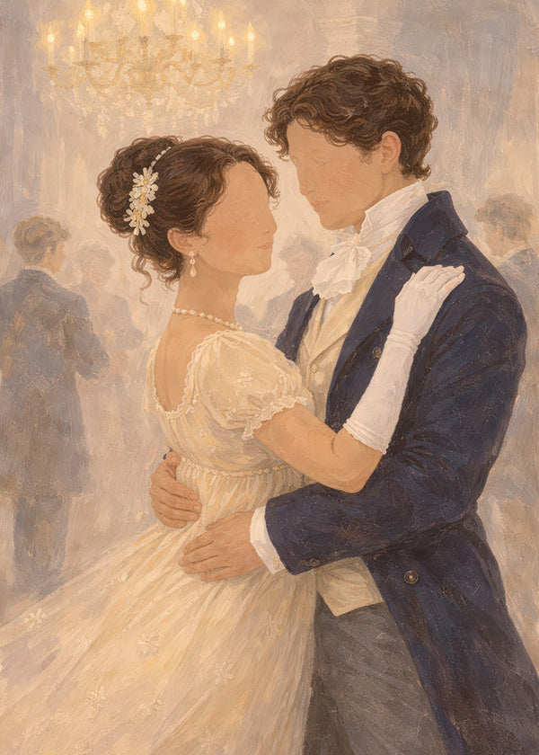 Illustration de danse romantique dans un salon rétro