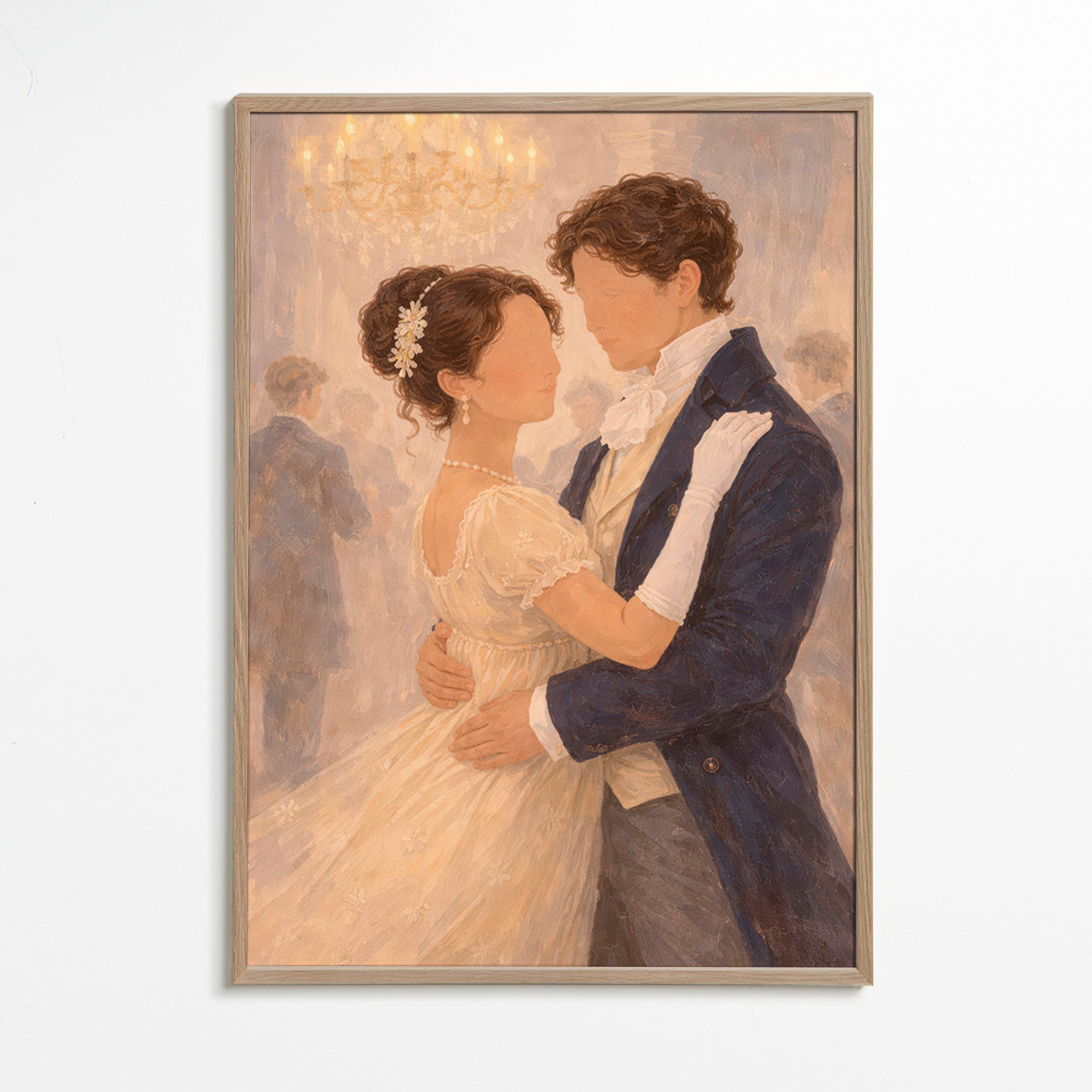 Illustration de danse romantique dans un salon rétro
