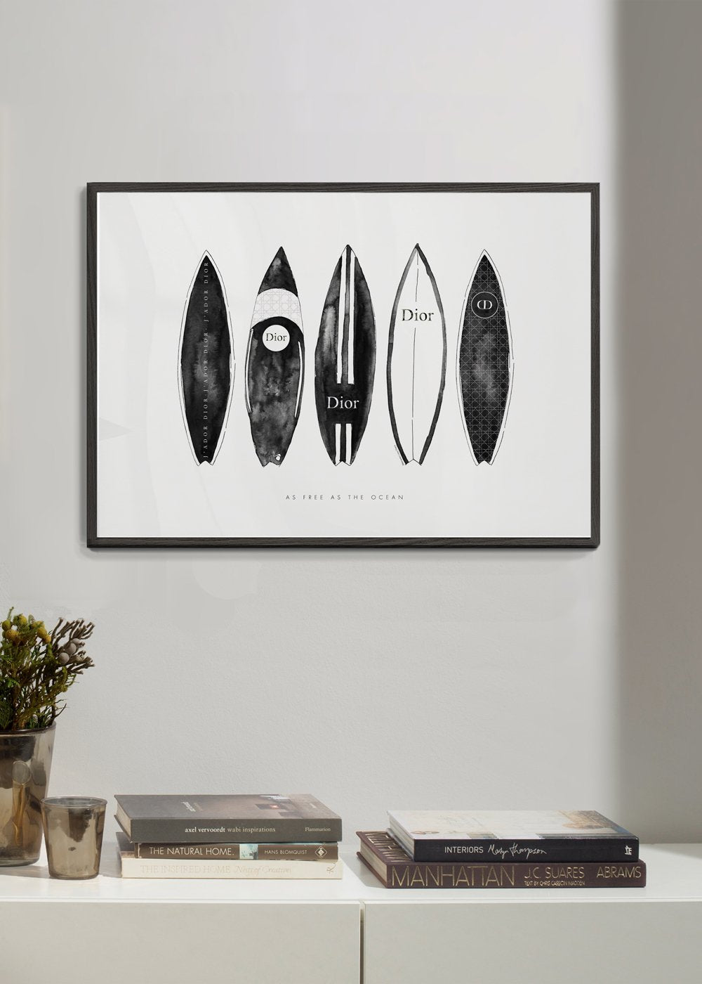Tableau en noir et blanc Dior surfboards  Tableaux, cadres décoratifs et  affiches – Artesta