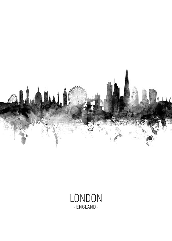 London skyline noir et blanc