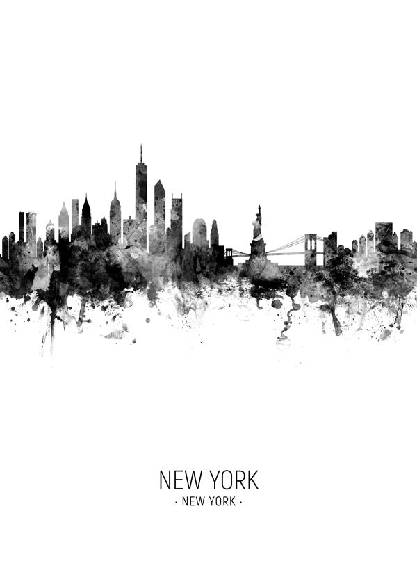 New York skyline noir et blanc