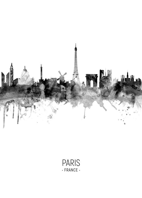 Paris skyline noir et blanc